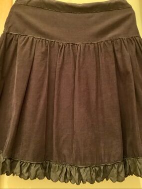 Anthropologie Dark Brown Ruffle Hem Circle Skirt